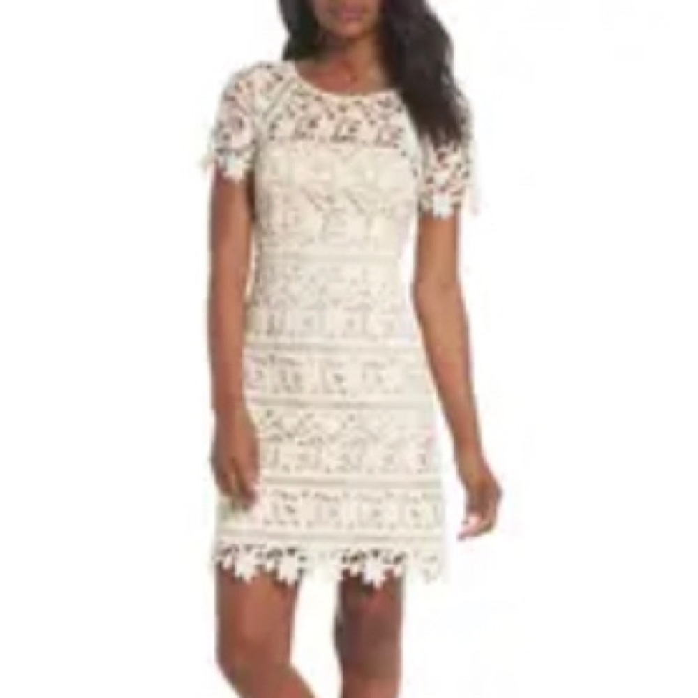 Eliza J Crochet Overlay Dress